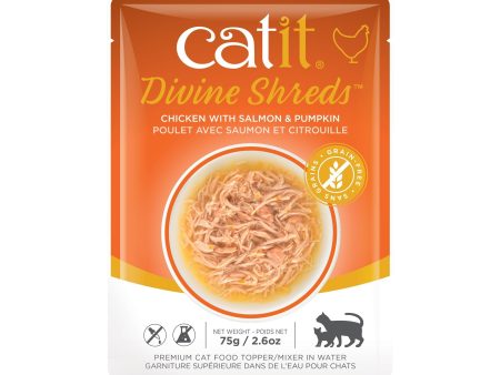 Garniture Divine Shreds pour chats, Poulet avec saumon et citrouille, 75 g For Discount