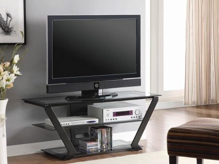 2-Tier TV Console Black - 701370 For Discount