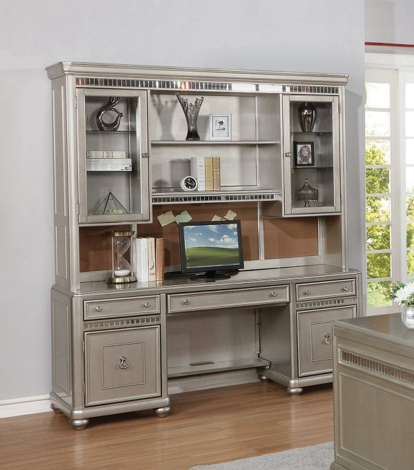 Ritzville 3-Drawer Credenza With Hutch Metallic Platinum - 801971 Hot on Sale