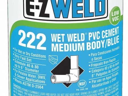 E-Z WELD - Wet Weld PVC Cement Medium Body 222 for use on pipe and fittings  240 475ml Online Sale