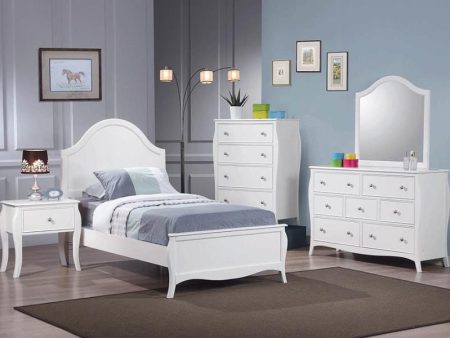 Dominique Twin 4PC Panel Bed Set White - SETT4P400561 on Sale