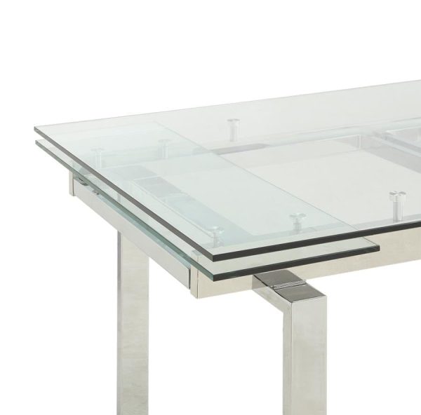 Wexford Glass Top Dining Table With Extension Leaves Chrome 106281 For Sale