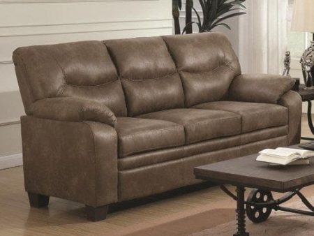 Meagan Upholstered Sofa Brown With Pillow Top Arms - 506561 Online Hot Sale