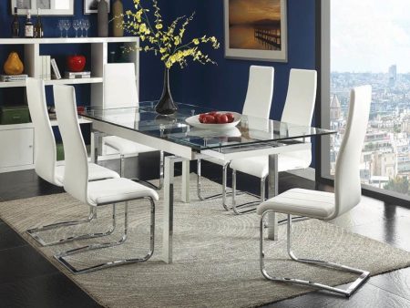 Wexford Glass Top Dining Table With Extension Leaves Chrome 106281 For Sale