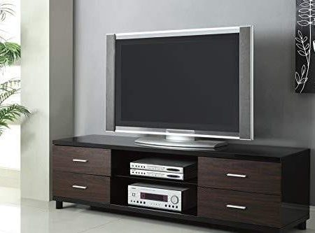 Coaster 4-Drawer TV Console In Glossy Black And Walnut Finish 700826 Online Hot Sale