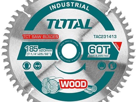 Total 60T TCT Wood Saw Blade Industrial 185mm X 20mm (7 1 4  X 25 32 ) TAC231413 Online now