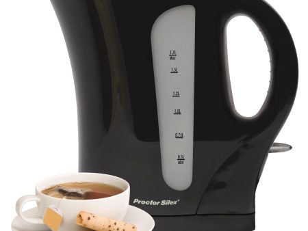 Proctor Silex Electric Tea Kettle, Water Boiler & Heater, 1.7 L, Cordless, Auto-Shutoff & Boil-Dry Protection, (Black) - K4097 Hot on Sale