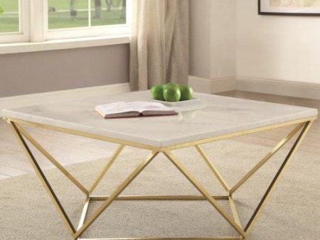 Square Coffee Table White And Gold - 700846 Hot on Sale