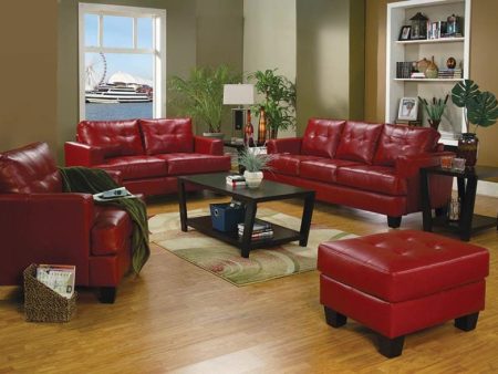 Samuel Tufted 3PC Living Room Set Red - Set 3P501831 Discount