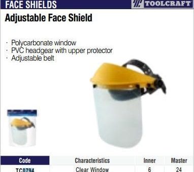 Toolcraft Adjustable Face Shield  (40079) Online Sale